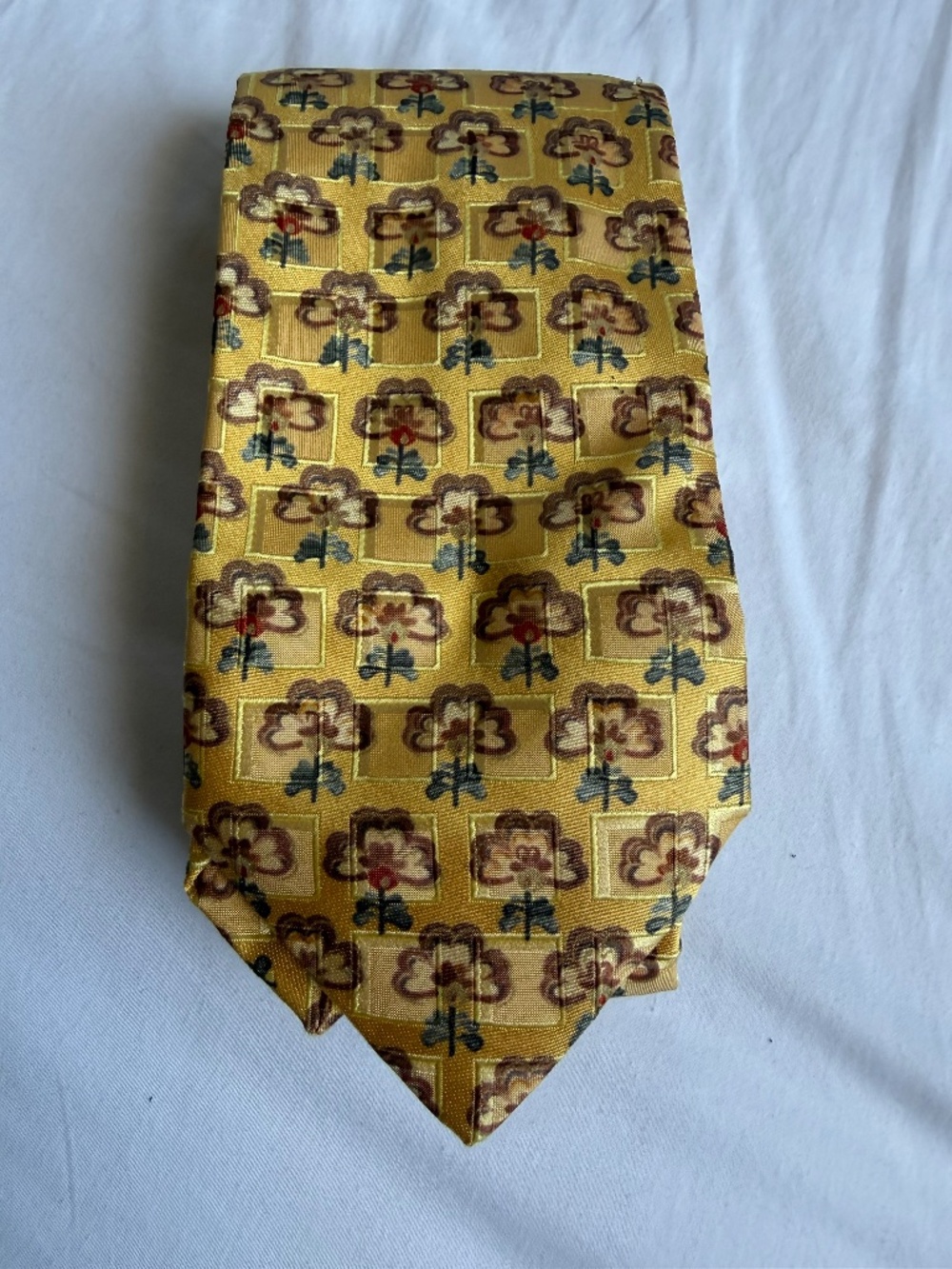 Ermenegildo Zegna Yellow Floral Silk Tie Italy 59”